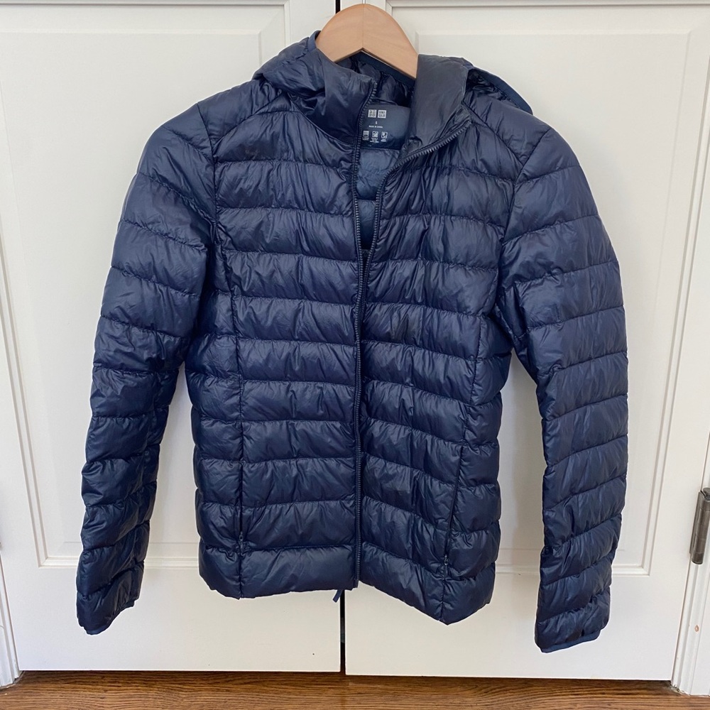 Uniqlo Blue Hooded Down Jacket